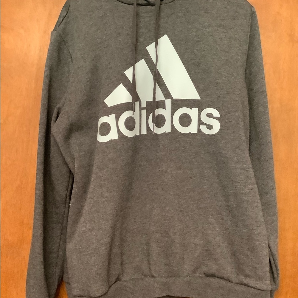 Adidas Gray Sweatshirt Hoodie with Iconic Logo